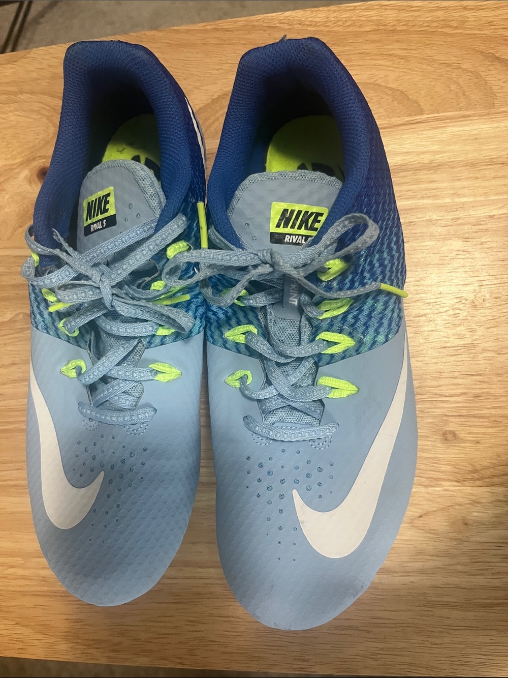 Nike Light Blue and Neon Yellow Women's Sneakers